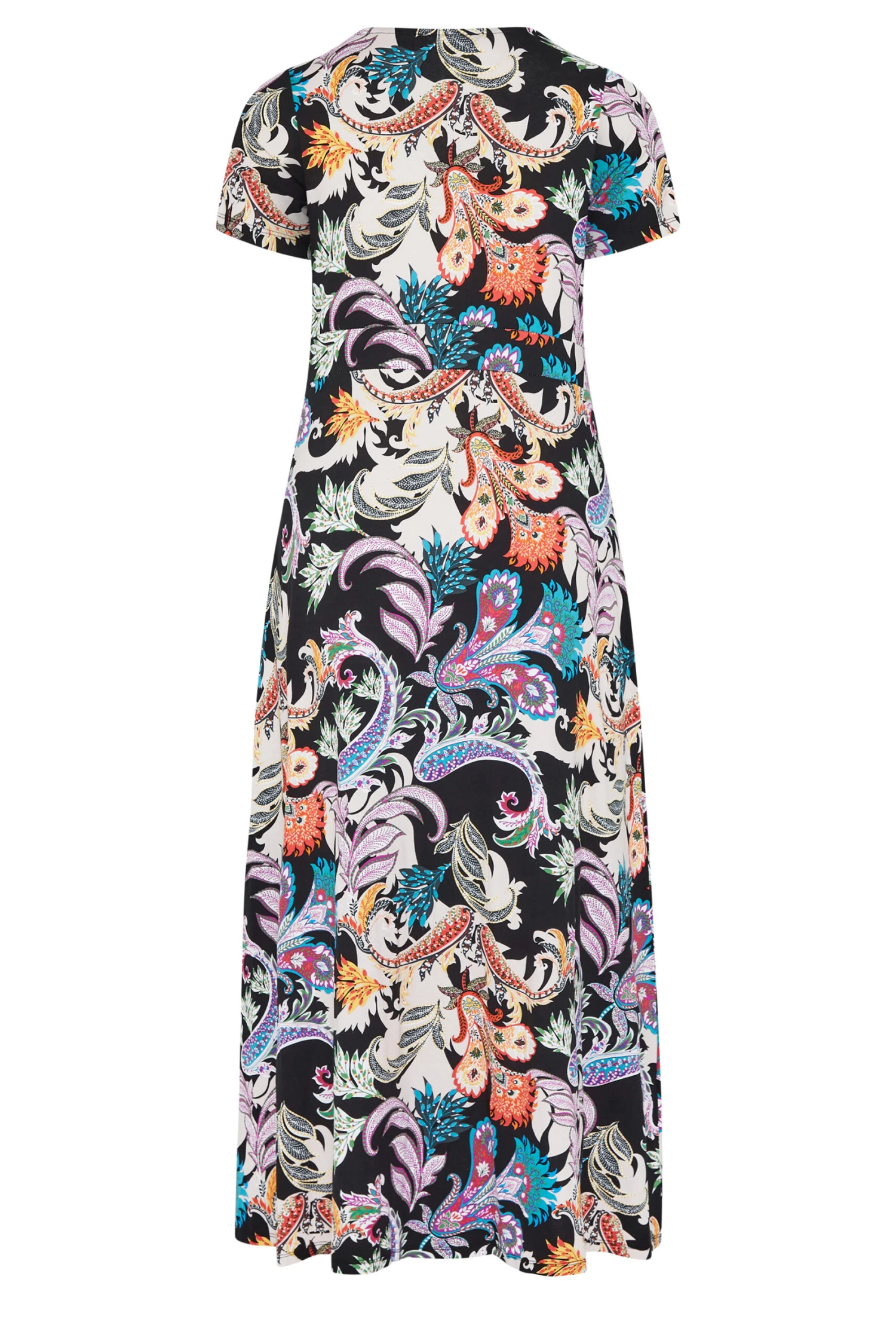 YOURS Curve Black Paisley Print V-Neck Midaxi Dress 6 YOURS Curve Black Paisley Print V-Neck Midaxi Dress - Image 6