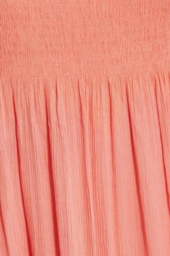 LIMITED COLLECTION Curve Coral Pink Crinkle Angel Sleeve Dress -JOICY Clothing Shop 01d181d4 a13f 4b 217035 Z