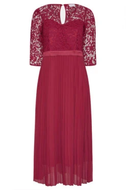 YOURS LONDON Curve Burgundy Red Lace Pleated Maxi Dress -JOICY Clothing Shop 041bb846 3c5e 48 161009 f