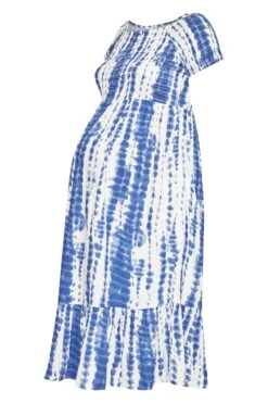 BUMP IT UP MATERNITY Curve Blue Tie Dye Shirred Dress -JOICY Clothing Shop 044de9f2 7020 46 158361 X