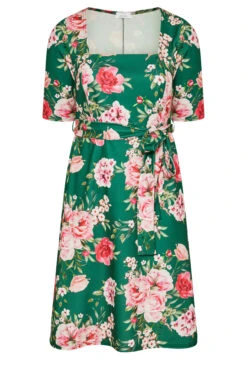YOURS LONDON Curve Green Floral Square Neck Dress -JOICY Clothing Shop 04930644 2663 49 161733 X