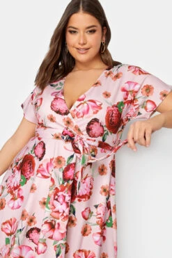 YOURS LONDON Curve Pink Floral Print Wrap Midi Dress -JOICY Clothing Shop 05936f15 fe9c 4b 161283 D