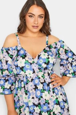 YOURS Curve Purple Floral Cold Shoulder Midaxi Dress 8 YOURS Curve Purple Floral Cold Shoulder Midaxi Dress -JOICY Clothing Shop 06b35650 5a8c 4d 137286 D