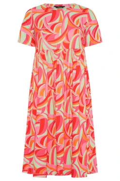 LIMITED COLLECTION Curve Bright Pink Abstract Print Midaxi Smock Dress -JOICY Clothing Shop 06e24069 2400 4e 213732 F