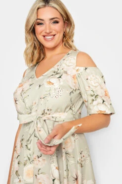 YOURS LONDON Curve Sage Green Floral Cold Shoulder Skater Dress 8 YOURS LONDON Curve Sage Green Floral Cold Shoulder Skater Dress -JOICY Clothing Shop 072c4594 53a8 4f 162149 D