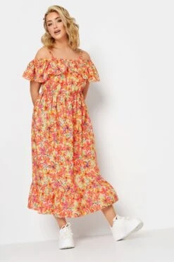LIMITED COLLECTION Curve Orange Floral Frill Cold Shoulder Midi Dress -JOICY Clothing Shop 081a81ba 7fd3 4c 215544 B1