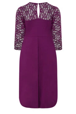 YOURS LONDON Curve Purple Lace Sweetheart Midi Dress -JOICY Clothing Shop 0907a6b4 6258 45 161544 Y