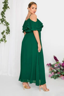 YOURS LONDON Curve Forest Green Bardot Ruffle Maxi Dress -JOICY Clothing Shop 09b74965 4744 43 161882 C