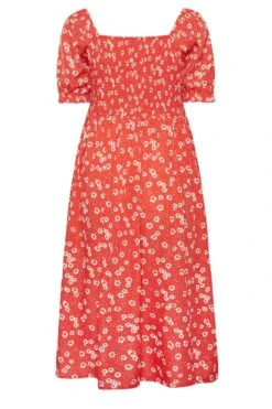 YOURS Curve Red Daisy Print Shirred Midi Dress -JOICY Clothing Shop 0abaecdc 18be 47 137301 Y