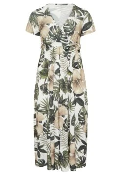 YOURS Curve White Tropical Leaf Print Wrap Dress -JOICY Clothing Shop 0aebce3f a4df 4d 301990 X