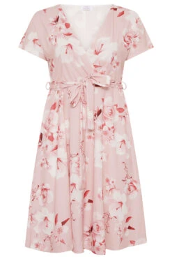 YOURS LONDON Curve Blush Pink Floral Wrap Skater Dress -JOICY Clothing Shop 0b3bc061 00aa 44 161421 F