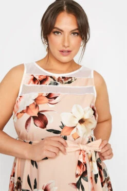 YOURS LONDON Curve Pink Floral Mesh Panel Skater Dress -JOICY Clothing Shop 0b559ffa 1c87 42 161453 D