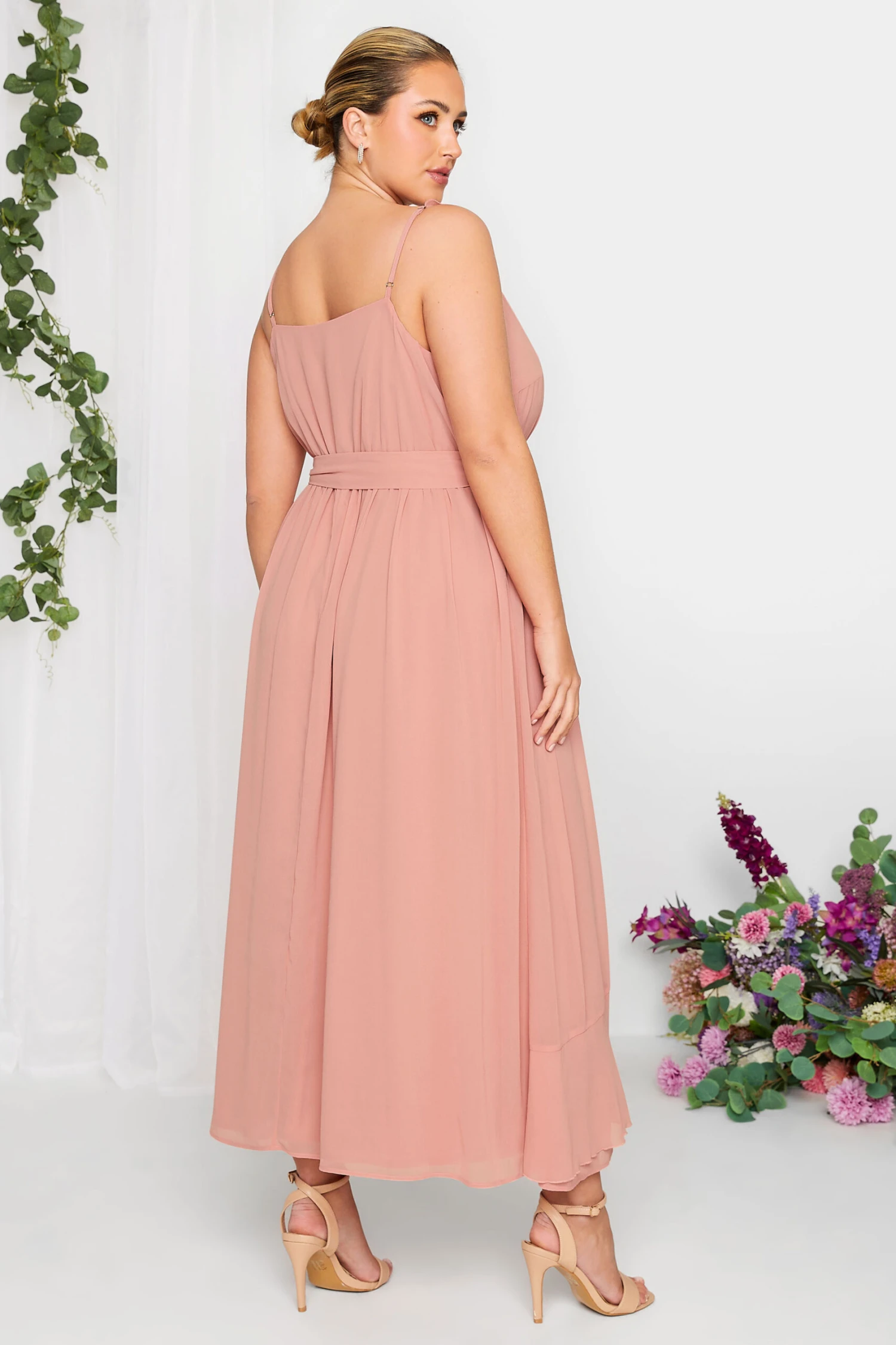 YOURS LONDON Curve Pink Ruffle Wrap Dress 2 YOURS LONDON Curve Pink Ruffle Wrap Dress - Image 2