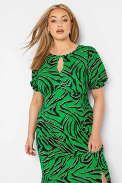 YOURS LONDON Curve Green Zebra Print Keyhole Dress -JOICY Clothing Shop 0c4ac246 f512 49 161590 D