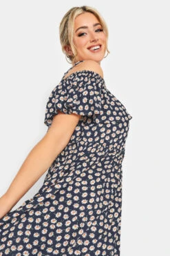 LIMITED COLLECTION Curve Navy Blue Daisy Print Cold Shoulder Dress -JOICY Clothing Shop 0eac418a c601 49 215642 D