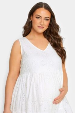 BUMP IT UP MATERNITY Curve White Broderie Anglaise Tiered Midi Dress -JOICY Clothing Shop 0f3c5952 c646 42 158399 D