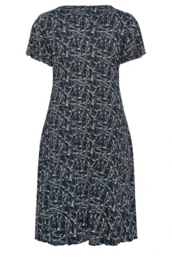 YOURS Curve Navy Blue Leaf Print Lace Detail Dress -JOICY Clothing Shop 10b1f4ac 6186 49 302046 Y