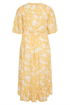 YOURS Curve Yellow Floral Print High Low Midi Dress -JOICY Clothing Shop 12200421 1eb5 40 137120 Y