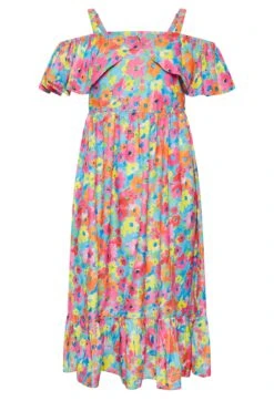 LIMITED COLLECTION Curve Pink Floral Frill Cold Shoulder Midi Dress 12 LIMITED COLLECTION Curve Pink Floral Frill Cold Shoulder Midi Dress -JOICY Clothing Shop 12477322 33cf 49 215558 X