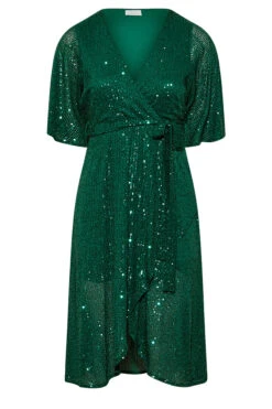 YOURS LONDON Curve Green Sequin Embellished Double Wrap Dress -JOICY Clothing Shop 14326fd3 0ed3 4e 161394 X