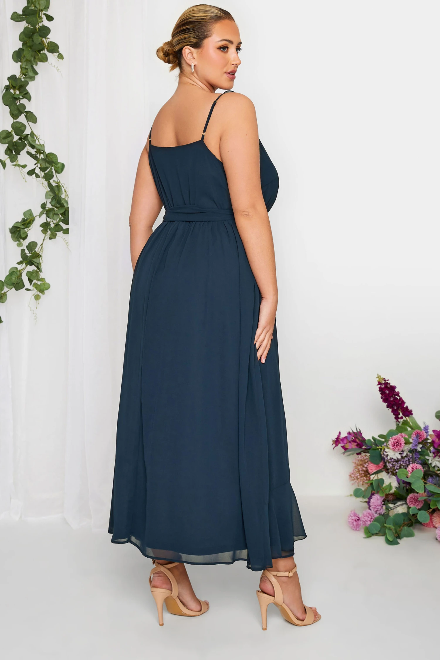 YOURS LONDON Curve Navy Blue Ruffle Wrap Dress 2 YOURS LONDON Curve Navy Blue Ruffle Wrap Dress - Image 2