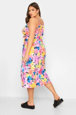 LIMITED COLLECTION Curve Pink Floral Print Strappy Wrap Dress 9 LIMITED COLLECTION Curve Pink Floral Print Strappy Wrap Dress -JOICY Clothing Shop 14858bd9 cdb5 40 215499 C