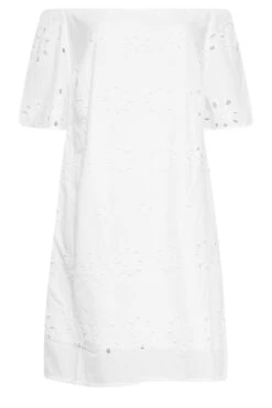 YOURS Curve White Broderie Anglaise Bardot Dress -JOICY Clothing Shop 14f44278 109b 4f 137466 X
