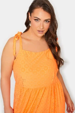 YOURS Curve Bright Orange Broderie Anglaise Maxi Dress -JOICY Clothing Shop 17441a0b 8e50 44 137536 D