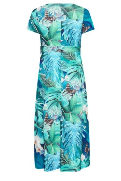 YOURS Curve Blue Leaf Print Wrap Neck Dress 11 YOURS Curve Blue Leaf Print Wrap Neck Dress -JOICY Clothing Shop 18e211d9 1c47 49 302294 Y