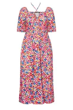 LIMITED COLLECTION Curve Pink Floral Print Tie Front Maxi Dress -JOICY Clothing Shop 19c179d6 ab34 4c 215758 X