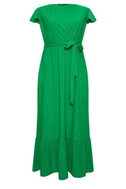 YOURS Curve Green Broderie Anglaise Wrap Maxi Dress -JOICY Clothing Shop 1a57712c f055 44 137539 X