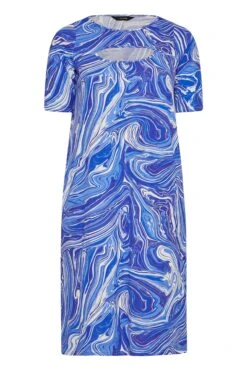 YOURS Curve Blue Marble Print Cut Out T-Shirt Dress -JOICY Clothing Shop 1a5c9cd2 ddb7 44 137209 X