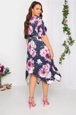 YOURS LONDON Curve Navy Blue & Purple Hanky Hem Floral Dress -JOICY Clothing Shop 1af3ebd0 7395 4e 162104 C