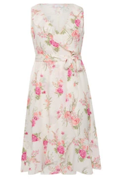 YOURS LONDON Curve White Floral Print Double Ruffle Wrap Dress -JOICY Clothing Shop 1b6dcb2b 0f72 43 162052 X