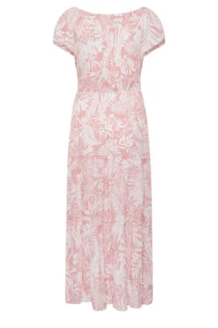 YOURS Curve Pink Tropical Print Bardot Maxi Dress -JOICY Clothing Shop 1c34a36e 8a2c 4b 137325 Y