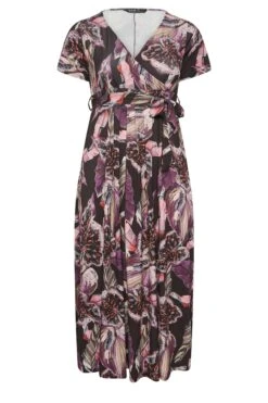 YOURS Curve Black Leaf Print Wrap Dress -JOICY Clothing Shop 1ca57b6f 6a12 40 301989 X