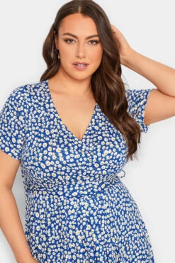 YOURS Curve Blue Ditsy Floral Wrap Dress -JOICY Clothing Shop 1e03c0ba dfd0 4e 301995 D