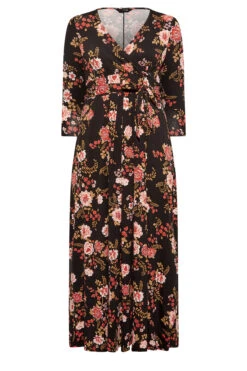 YOURS Curve Black Floral Print Wrap Dress -JOICY Clothing Shop 1faafd64 85fd 4b 301402 X