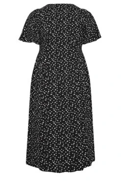 YOURS Curve Black Polka Dot Print Tea Dress