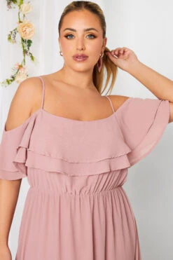 YOURS LONDON Curve Pink Bardot Ruffle Maxi Dress -JOICY Clothing Shop 202865bd 8f8e 4c 161880 D