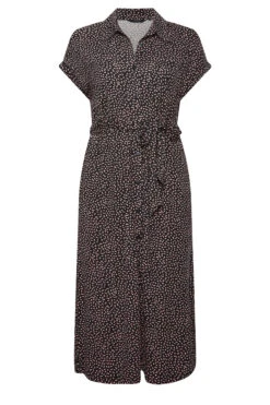 YOURS Curve Black Leaf Print Spilt Hem Midaxi Shirt Dress -JOICY Clothing Shop 20d90bd1 2476 4d 137433 X