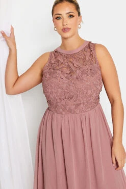 YOURS LONDON Curve Pink Lace Detail Chiffon Maxi Dress -JOICY Clothing Shop 21455068 f6af 4c 161890 D