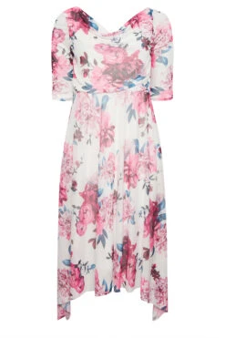 YOURS LONDON Curve White Floral Cowl Neck Mesh Dress -JOICY Clothing Shop 21bcfa23 4748 4b 162123 X
