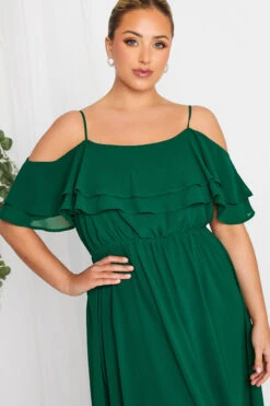 YOURS LONDON Curve Forest Green Bardot Ruffle Maxi Dress -JOICY Clothing Shop 2549bc2b bb9b 41 161882 D
