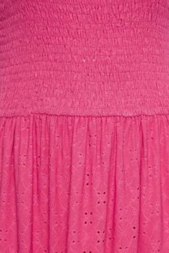 YOURS Curve Pink Shirred Broderie Anglaise Midaxi Dress -JOICY Clothing Shop 2580c033 2310 48 137541 Z