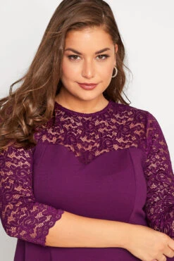 YOURS LONDON Curve Purple Lace Sweetheart Midi Dress -JOICY Clothing Shop 25fdacac e068 40 161544 C
