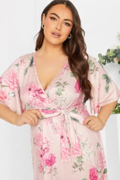YOURS LONDON Curve Light Pink Floral Hanky Hem Dress -JOICY Clothing Shop 263cd181 0396 44 162105 D
