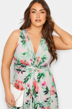 YOURS LONDON Curve Green Floral Print Knot Front Maxi Dress -JOICY Clothing Shop 2669cc73 5e6a 41 162141 D