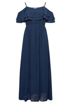 YOURS LONDON Curve Navy Blue Bardot Ruffle Maxi Dress -JOICY Clothing Shop 26dbd90d da57 4a 161879 X