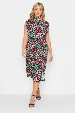 YOURS PETITE Curve Black Animal Print Halter Neck Dress